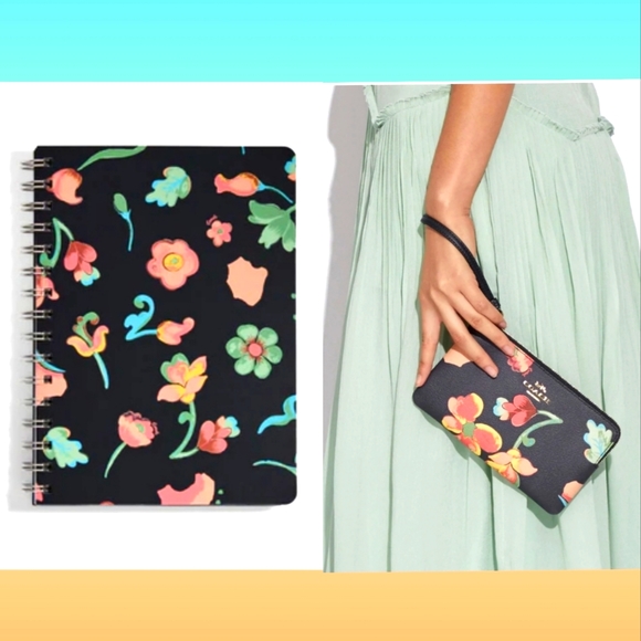 COACH NOTEBOOK & LARGE WRISTLET SET IN DREAMY LAND FLORAL PRINT - Picture 1 of 4
